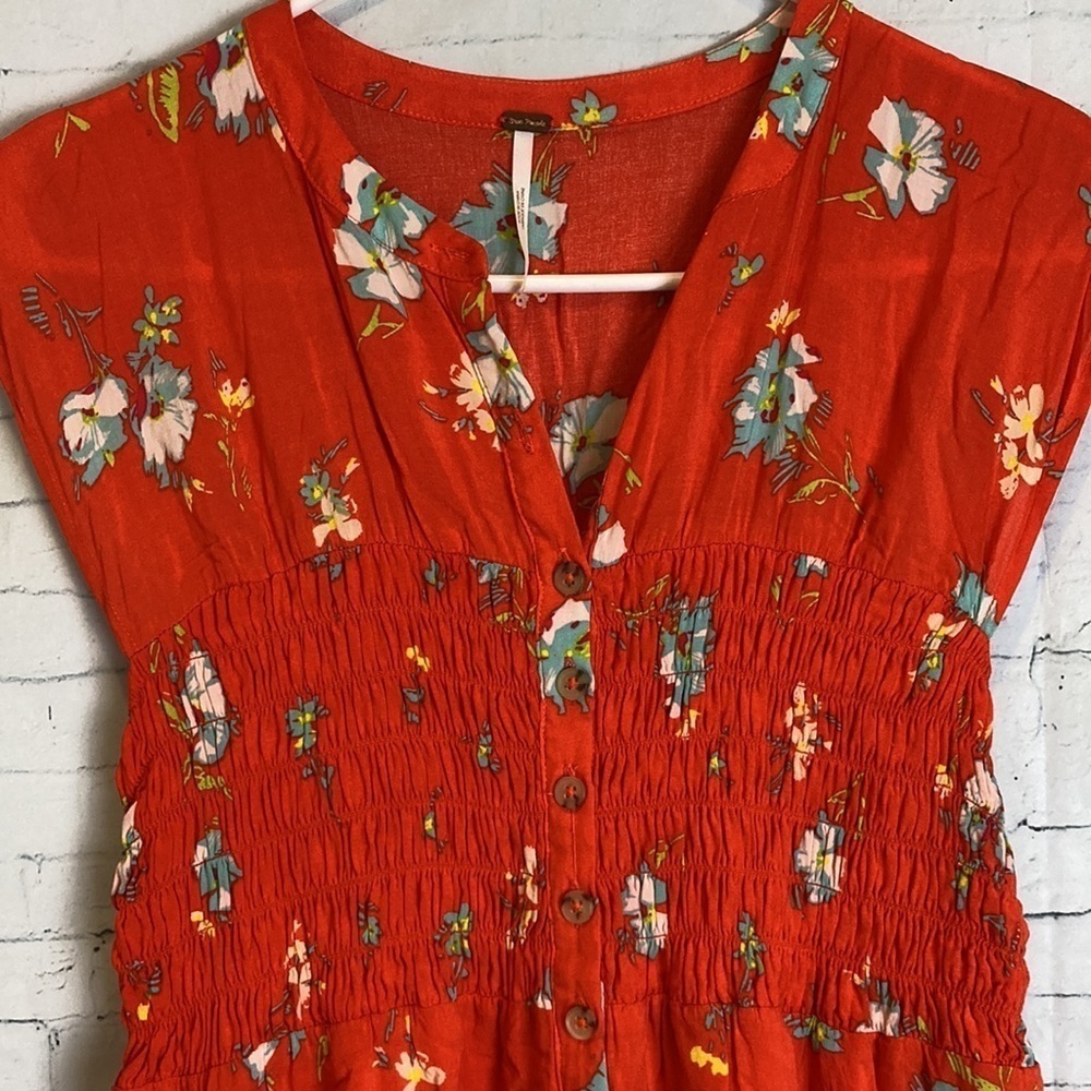 Free People Greatest Day Smocked Mini Dress XS casual vacation romantic summer - Picture 7 of 16